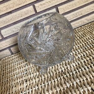 50's/60's Large Pinwheel Crystal Rose Bowl - Crystal Collectible - Crystal Bowl